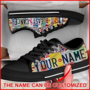 Fight Breast Cancer Shoes License Plates Canvas Shoes Personalized Custom Best Gift For Men And Women 2
