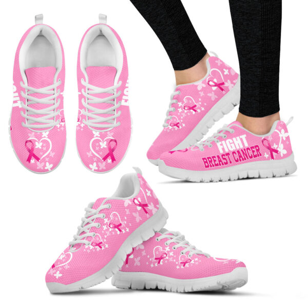 Fight Breast Cancer Shoes Pink Sneaker Walking Shoes – Best Gift For Men And Women – Cancer Awareness Shoes