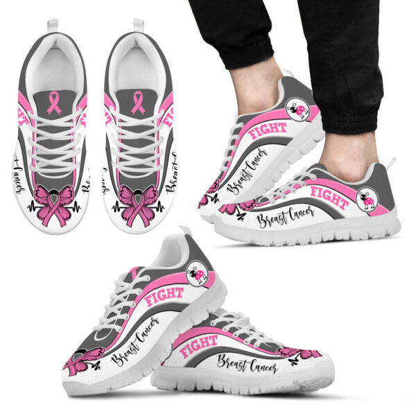 Fight Breast Cancer Shoes Symbol Stripes Pattern Sneaker Walking Shoes – Best Shoes For Men And Women Malalan