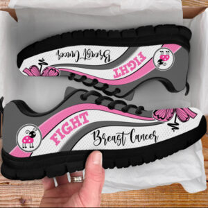 Fight Breast Cancer Shoes Symbol Stripes Pattern Sneaker Walking Shoes Best Shoes For Men And Women Malalan 3