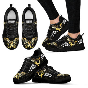 Fight Childhood Cancer Shoes Flower Sneaker Walking Shoes Best Gift For Men And Women Malalan 1