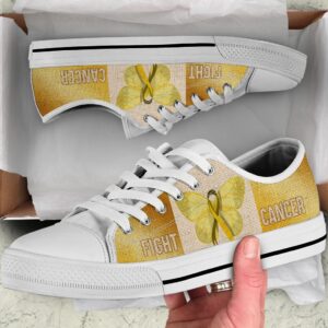 Fight Childhood Cancer Shoes Texture Low Top Shoes Best Gift For Men And Women Cancer Awareness Shoes 1