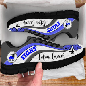 Fight Colon Cancer Shoes Symbol Stripes Pattern Sneaker Walking Shoes Best Shoes For Men And Women 3