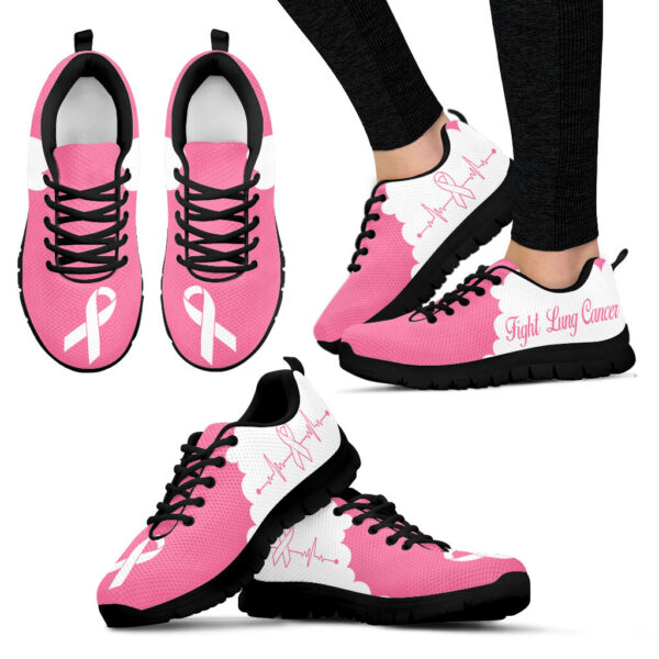 Fight Lung Cancer Shoes Cloudy Pink Sneaker Walking Shoes – Best Gift For Men And Women
