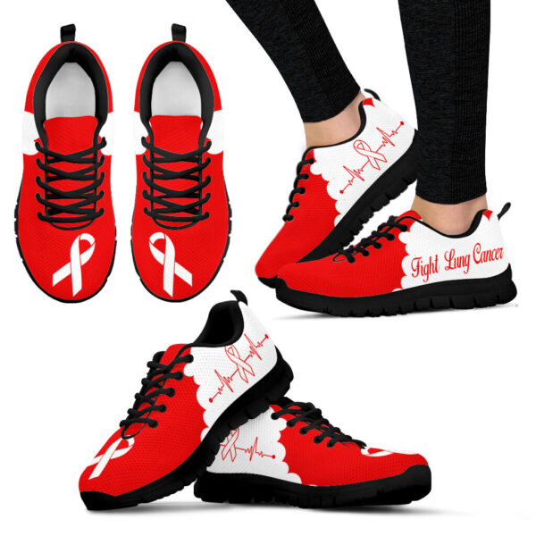 Fight Lung Cancer Shoes Cloudy Red Sneaker Walking Shoes – Best Gift For Men And Women