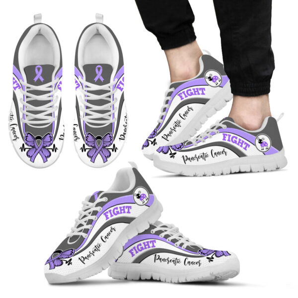 Fight Pancreatic Cancer Shoes Symbol Stripes Pattern Sneaker Walking Shoes – Best Shoes For Men And Women