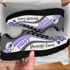 Fight Pancreatic Cancer Shoes Symbol Stripes Pattern Sneaker Walking Shoes Best Shoes For Men And Women 3