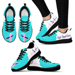 Fight Thyroid Cancer Shoes Cloudy Sneaker Walking Shoes Best Shoes For Men And Women Cancer Awareness Shoes 1