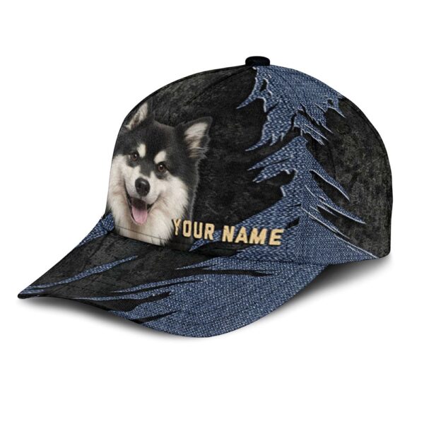 Finnish Lapphund Jean Background Custom Name & Photo Dog Cap – Classic Baseball Cap All Over Print – Gift For Dog Lovers