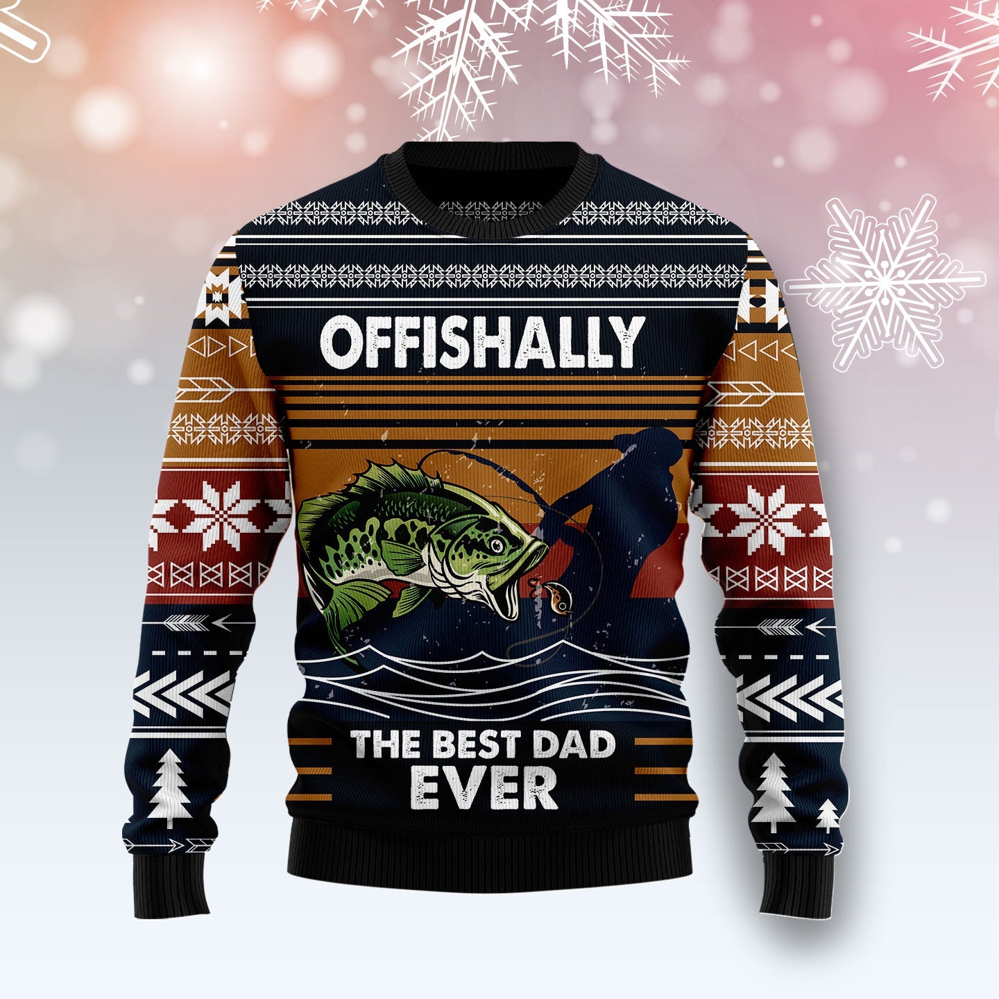 Fishing Retro Vintage Ugly Christmas Sweater – Funny Family
