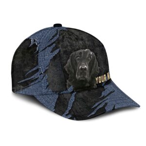 Flat Coated Retriever Jean Background Custom Name Cap Classic Baseball Cap All Over Print Gift For Dog Lovers 2 obl6nb