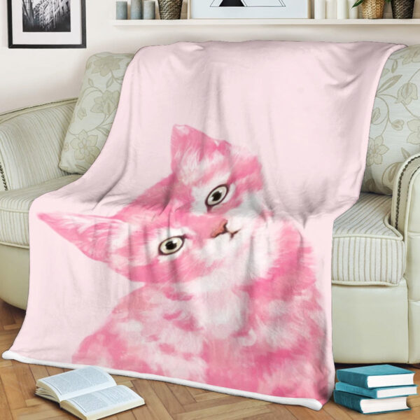 Cat Blanket For Couch – Baby Cat In Pink – Cat Throw Blanket – Cat Face Blanket – Furlidays