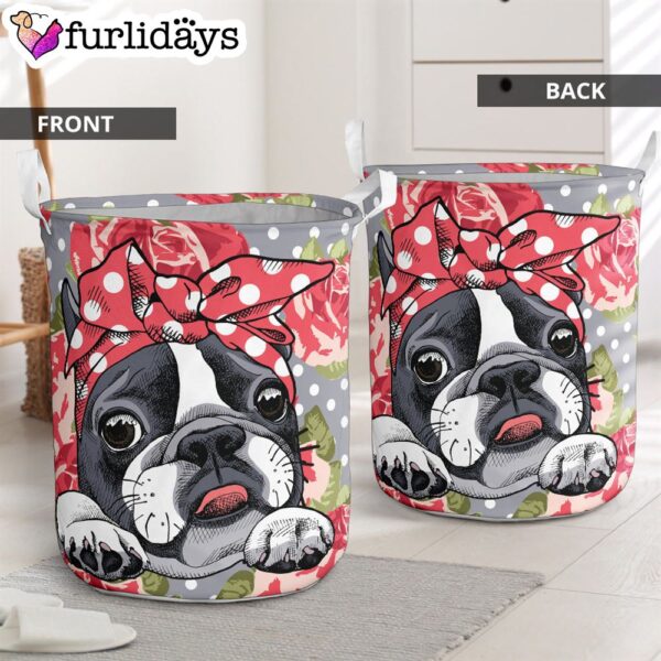 Floral Boston Terrier Laundry Basket – Dog Laundry Basket – Christmas Gift For Her – Home Decor