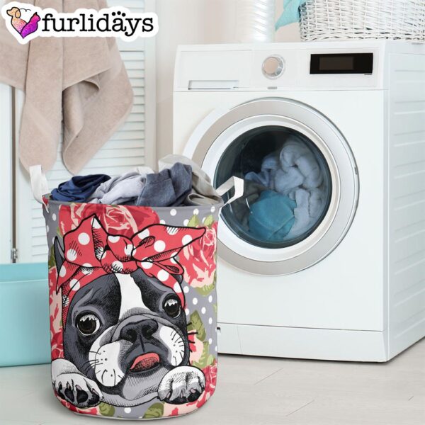 Floral Boston Terrier Laundry Basket – Dog Laundry Basket – Christmas Gift For Her – Home Decor