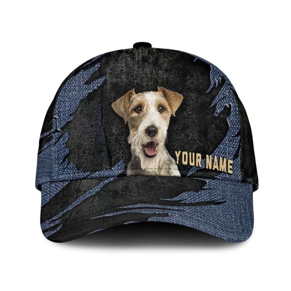 Fox Terrier Jean Background Custom Name & Photo Dog Cap – Classic Baseball Cap All Over Print – Gift For Dog Lovers