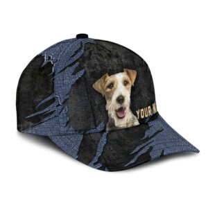 Fox Terrier Jean Background Custom Name Cap Classic Baseball Cap All Over Print Gift For Dog Lovers 2 m7hojt