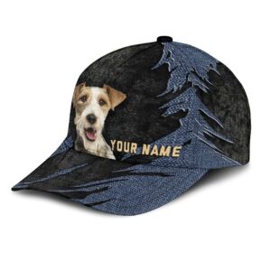 Fox Terrier Jean Background Custom Name Cap Classic Baseball Cap All Over Print Gift For Dog Lovers 3 f5q5fv