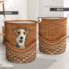 Fox Terrier Rattan Texture Laundry Basket – Dog Laundry Basket – Christmas Gift For Her – Home Decor