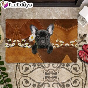 French Bulldog1 Holding Daisy Doormat Pet Welcome Mats Unique Gifts Doormat 1