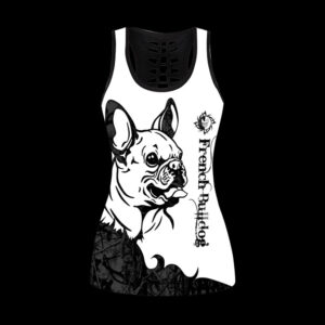 French Bulldog Black Tattoos Hollow Tanktop Legging Set Outfit Casual Workout Sets Dog Lovers Gifts For Him Or Her 2 wqpkrm