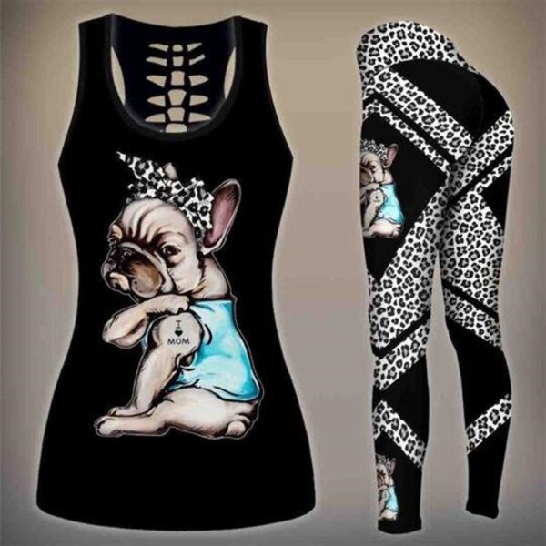 French Bulldog Dog Hollow Tanktop Legging Set Outfit – Casual Workout Sets – Dog Lovers Gifts For Him Or Her
