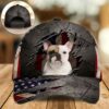 French Bulldog On The American Flag Cap Custom Photo – Hat For Going Out With Pets – Gifts Dog Caps For Relatives