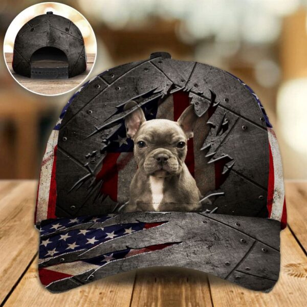 French Bulldog On The American Flag Cap Custom Photo – Hat For Going Out With Pets – Gifts Dog Hats For Relatives