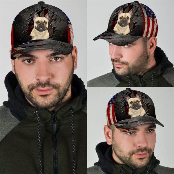 French Bulldog On The American Flag Cap Custom Photo – Hats For Walking With Pets – Gifts Dog Caps For Friends