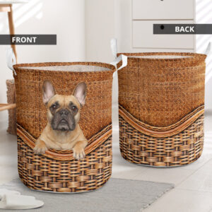French Bulldog Rattan Texture Laundry Basket…