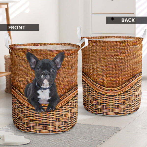 French Bulldog Rattan Texture Laundry Basket – Dog Laundry Basket – Christmas Gift For Her – Home Decor