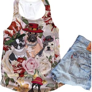 French Bulldog Vintage Floral Tank Top Summer Casual Tank Tops For Women Gift For Young Adults 1 oeaefb