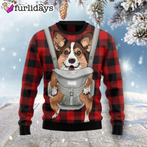 Front Carrier Dog Pembroke Welsh Corgi Ugly Christmas Sweater Christmas Gift For Pet Lovers 1