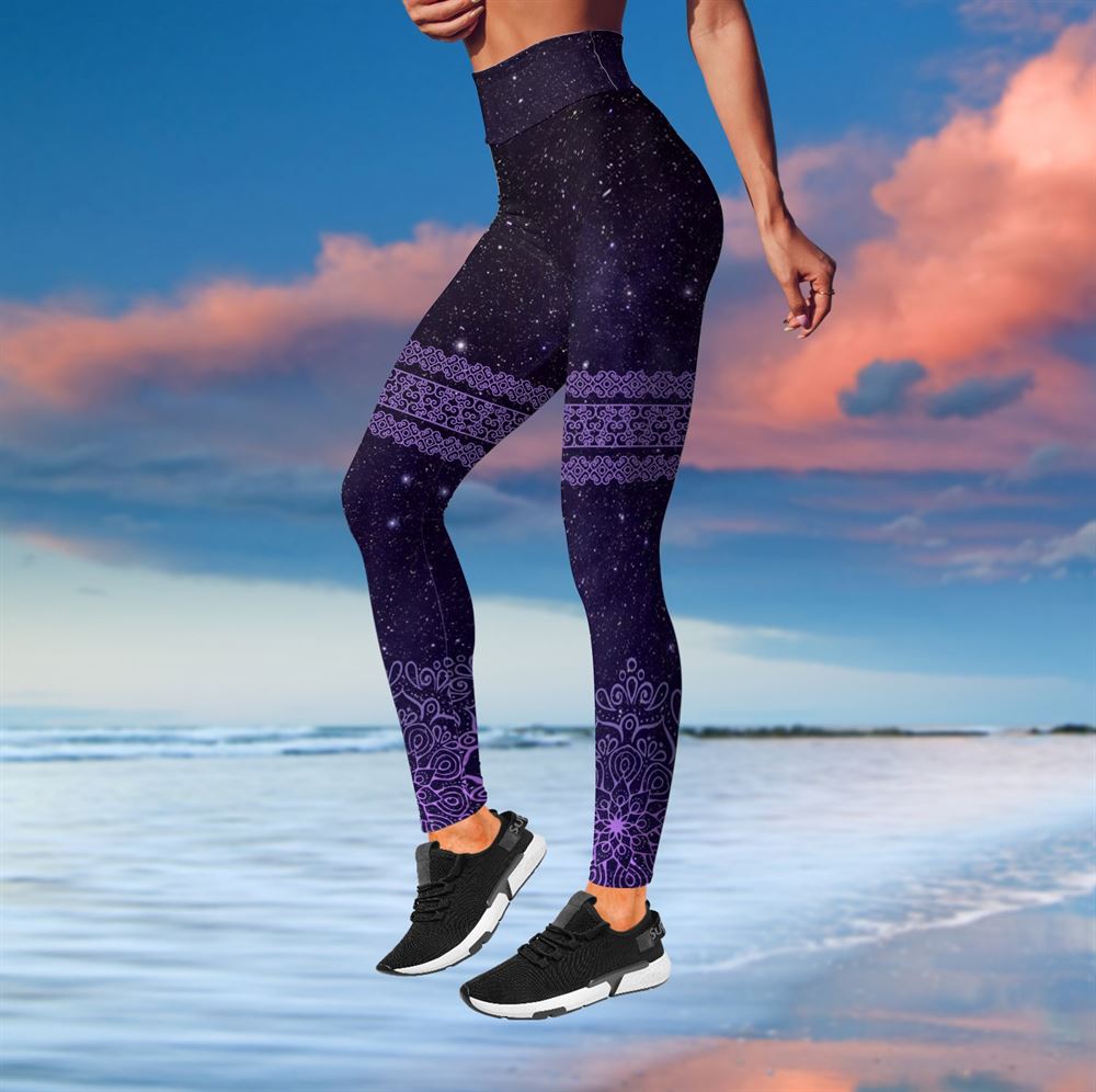 Galaxy Leggings For Women. Blue Purple Galaxy Pattern Printed Leggings.  Galaxy Sky Women Leggings. Yoga Workout Leggings. Custom Leggings. -  Avathread