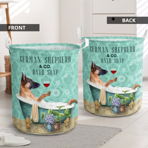 German Shepherd And Bath Soap Laundry Basket – Dog Laundry Basket – Christmas Gift For Her – Home Decor