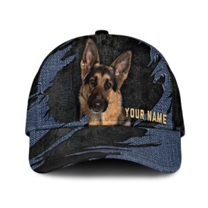 German Shepherd Dog Jean Background Custom Name Cap Classic Baseball Cap All Over Print Gift For Dog Lovers 1 rjpnl7