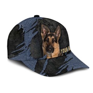 German Shepherd Dog Jean Background Custom Name Cap Classic Baseball Cap All Over Print Gift For Dog Lovers 2 d9fsi2