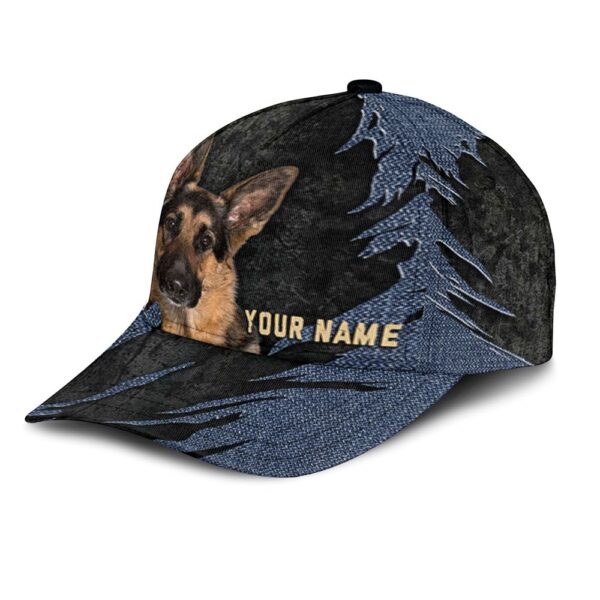 German Shepherd Dog Jean Background Custom Name & Photo Dog Cap – Classic Baseball Cap All Over Print – Gift For Dog Lovers