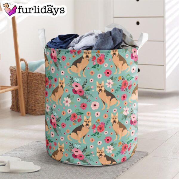 German Shepherd Flower Laundry Basket – Dog Laundry Basket – Christmas Gift For Her – Home Decor