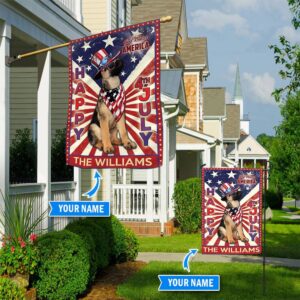 German Shepherd God Bless America 4th Of July Personalized Flag Custom Dog Garden Flags Dog Flags Outdoor 1