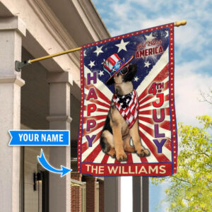 German Shepherd God Bless America 4th Of July Personalized Flag Custom Dog Garden Flags Dog Flags Outdoor 2