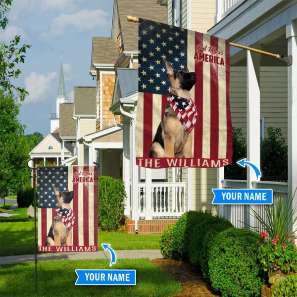 German Shepherd God Bless America Personalized Flag – Custom Dog Garden Flags – Dog Flags Outdoor
