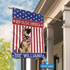 German Shepherd God Bless America Personalized Flag Personalized Dog Garden Flags Dog Flags Outdoor 2