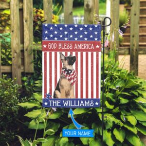 German Shepherd God Bless America Personalized Flag Personalized Dog Garden Flags Dog Flags Outdoor 3