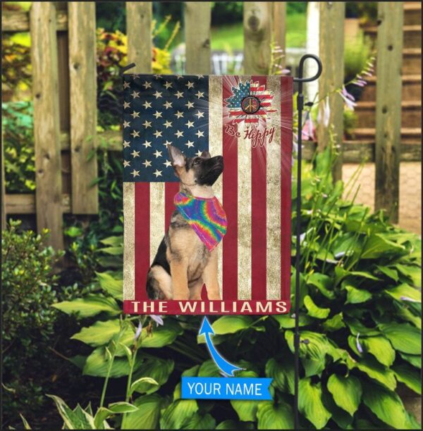 German Shepherd Hippie Personalized House Flag – Custom Dog Garden Flags – Dog Flags Outdoor