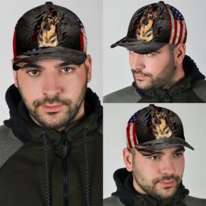 German Shepherd On The American Flag Cap Hat For Going Out With Pets Gifts Dog Hats For Relatives 3 axnpgd
