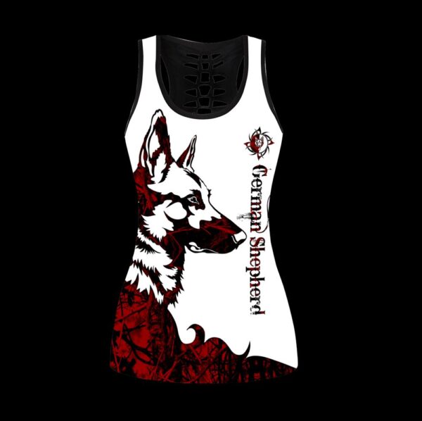 German Shepherd Red Tattoos Hollow Tanktop Legging Set Outfit – Casual Workout Sets – Dog Lovers Gifts For Him Or Her
