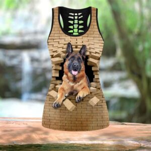 German Shepherd With Bricks Hollow Tanktop Legging Set Outfit Casual Workout Sets Dog Lovers Gifts For Him Or Her 2 zw6piz