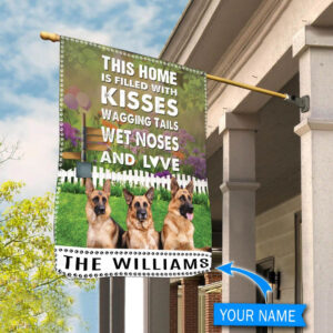 German Shepherds This Home Is Filled With Kisses Personalized Flag Personalized Dog Garden Flags Dog Flags Outdoor 2
