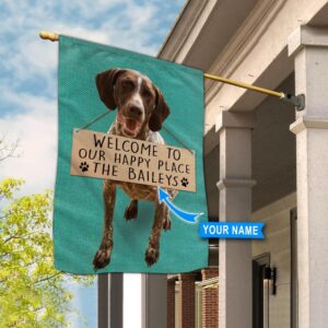 German Shorthaired Pointer Welcome To Our Happy Place Personalized Flag Custom Dog Garden Flags Dog Flags Outdoor 3