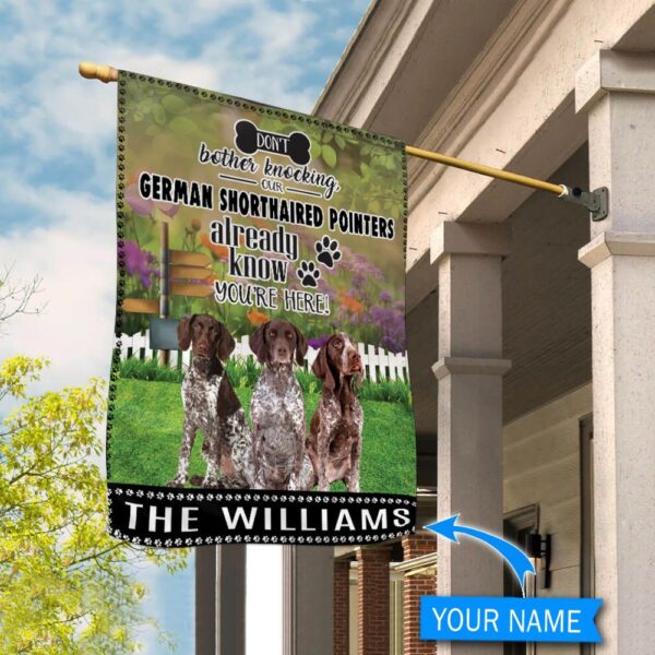 German Shorthaired Pointer Don’t Bother Knocking  Personalized Dog Garden Flags – Dog Flags Outdoor